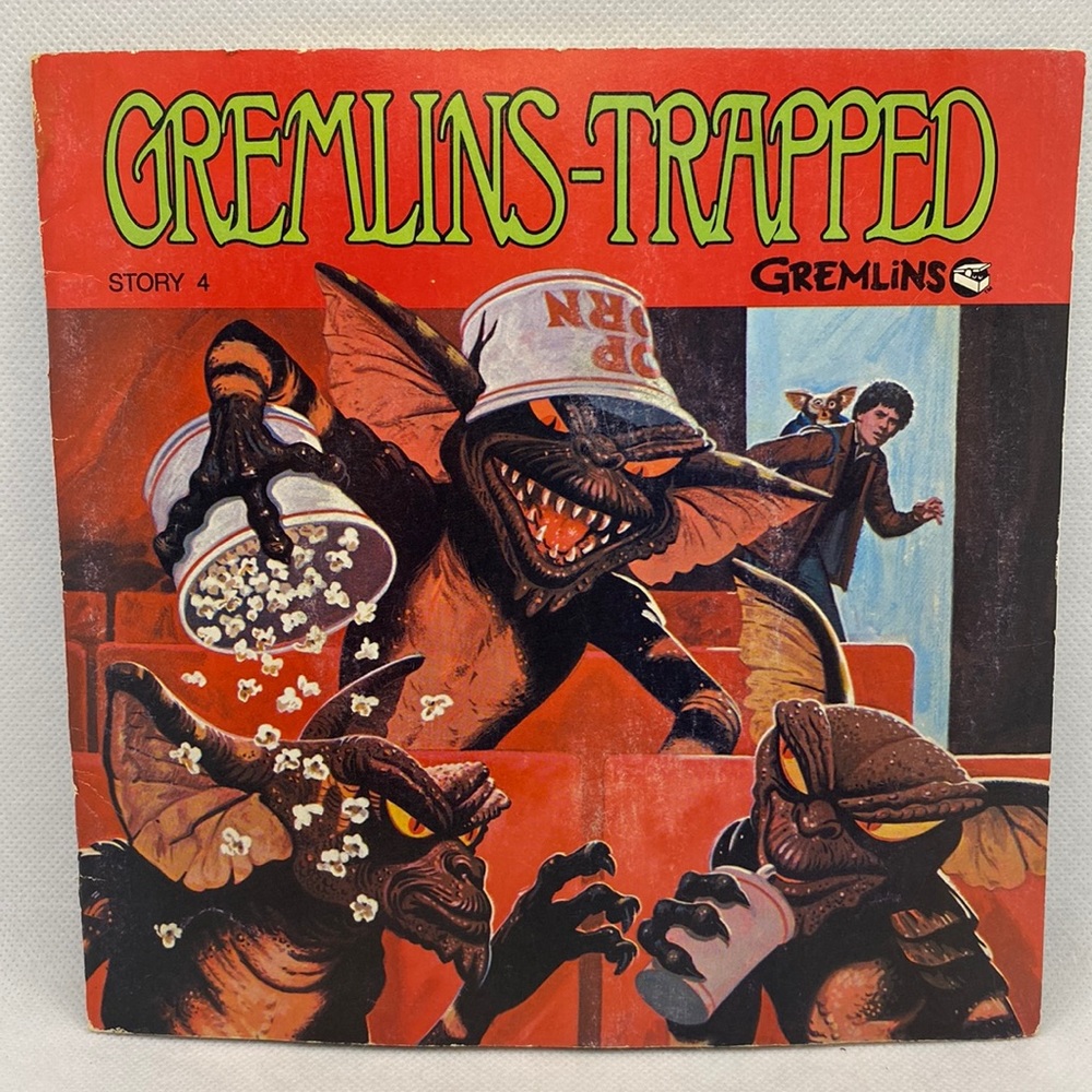 Gremlins Trapped Read Along Book Vinyl Record Story 4 Vintage Warner Bros 1984